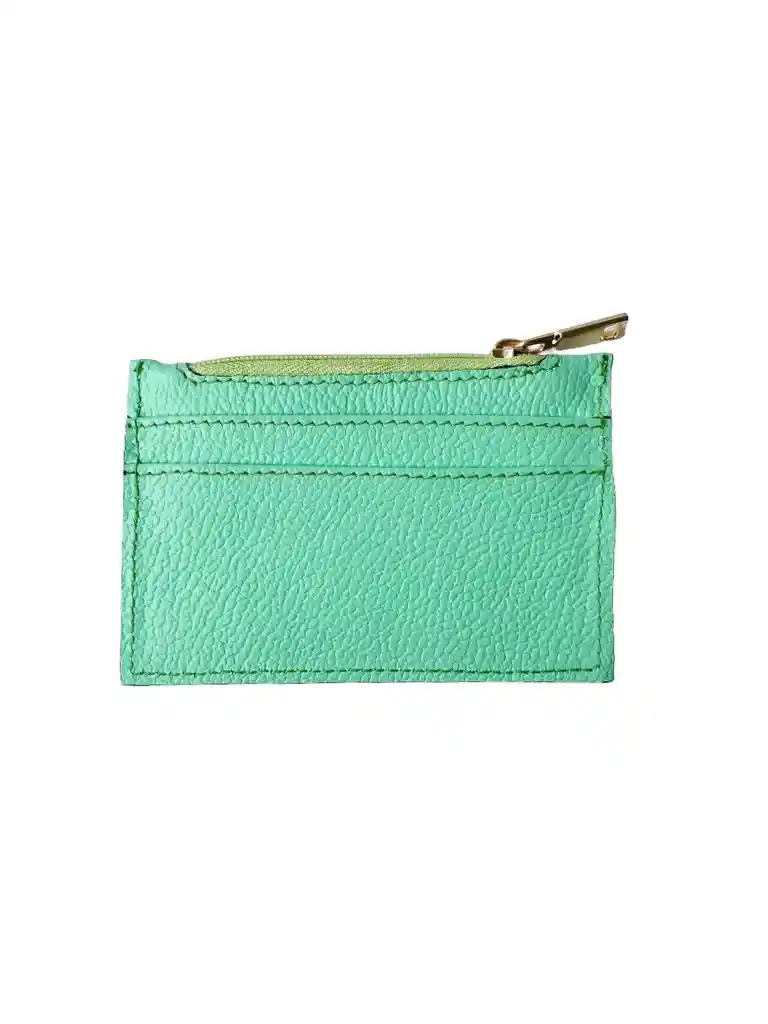 Tarjetero Mini En Cuero Verde Menta