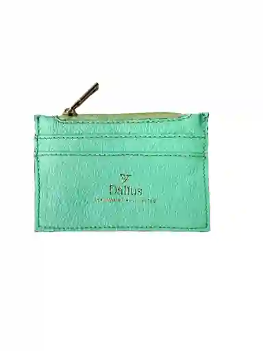 Tarjetero Mini En Cuero Verde Menta