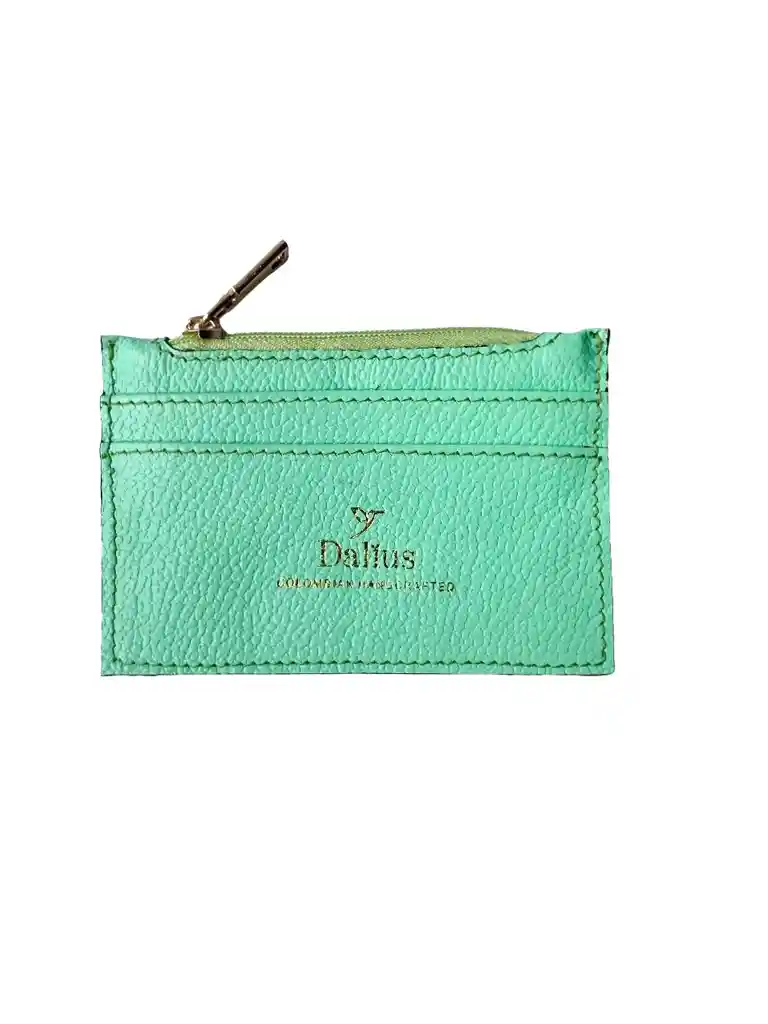 Tarjetero Mini En Cuero Verde Menta