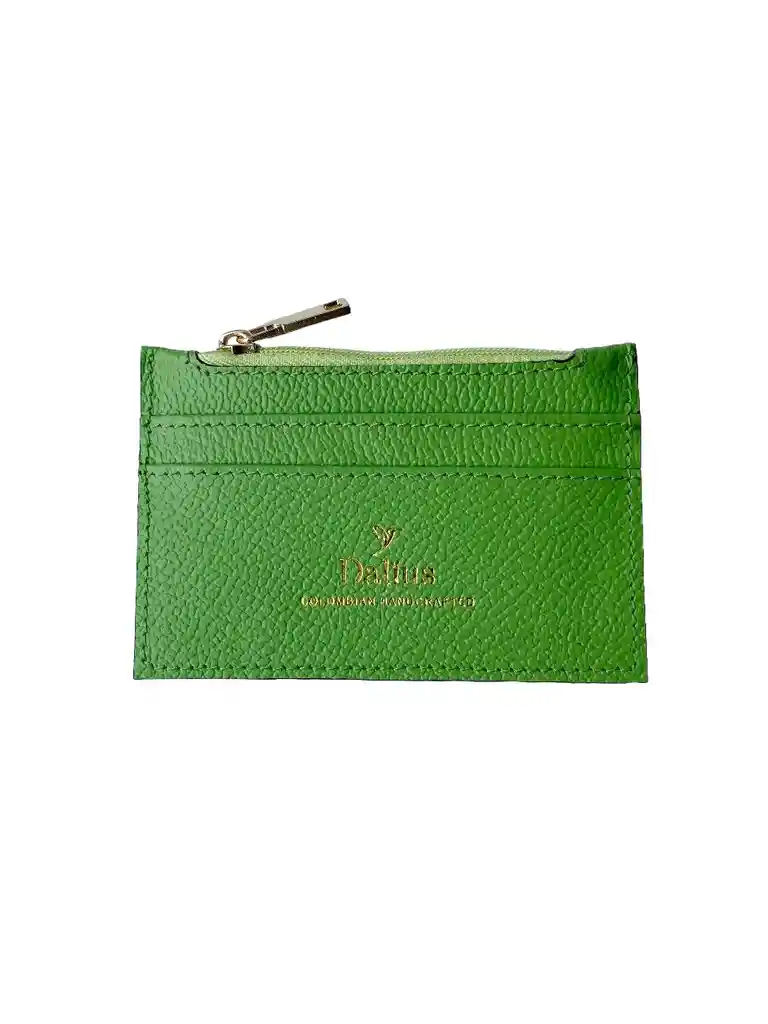 Tarjetero Mini En Cuero Verde Manzana