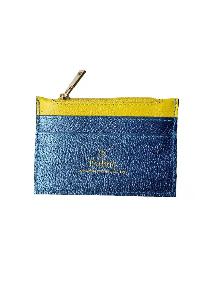 Tarjetero Mini En Azul Y Amarillo Mix