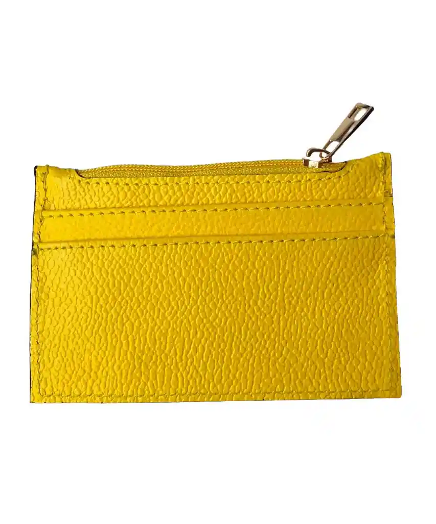 Tarjetero Mini En Cuero Amarillo