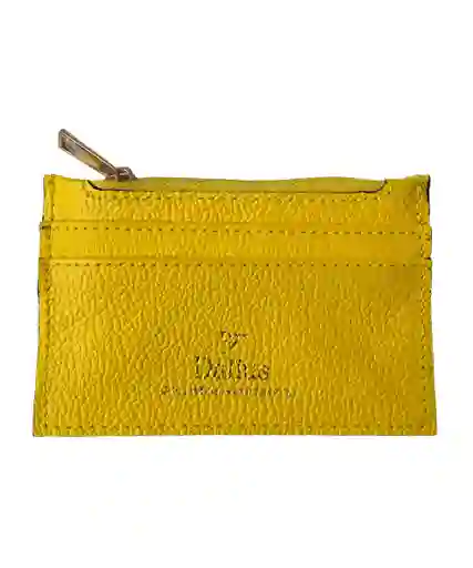 Tarjetero Mini En Cuero Amarillo
