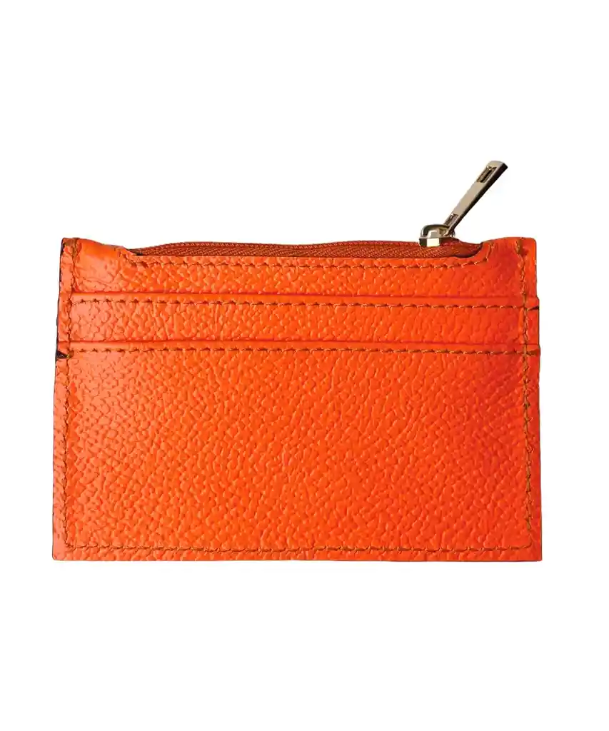 Tarjetero Mini En Cuero Naranja Carrot