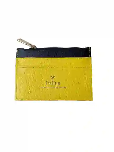 Tarjetero Mini En Cuero Amarillo Y Negro Mix