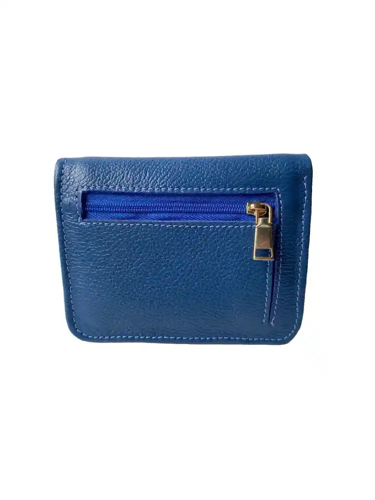 Billetera En Cuero Azul Jeans