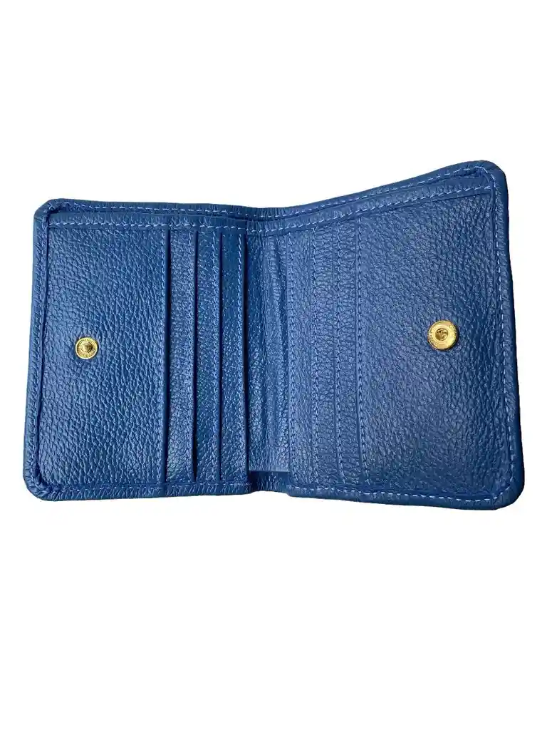 Billetera En Cuero Azul Jeans