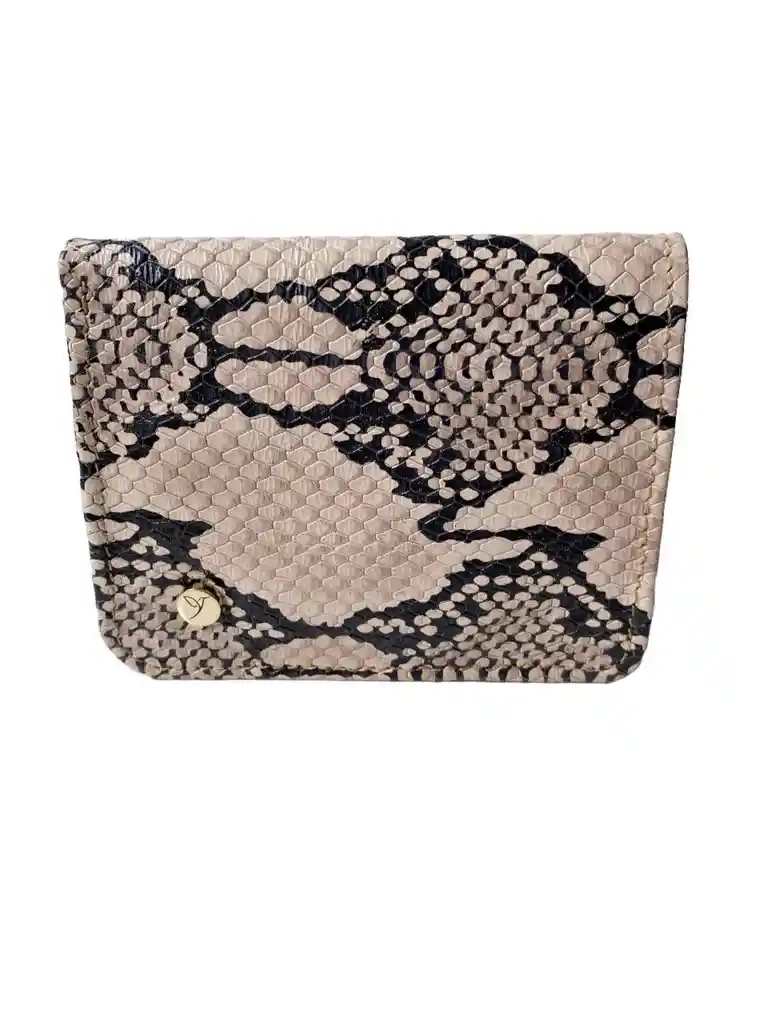 Billetera En Cuero Beige Con Texturas