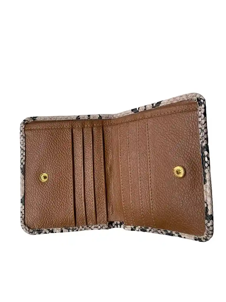 Billetera En Cuero Beige Con Texturas
