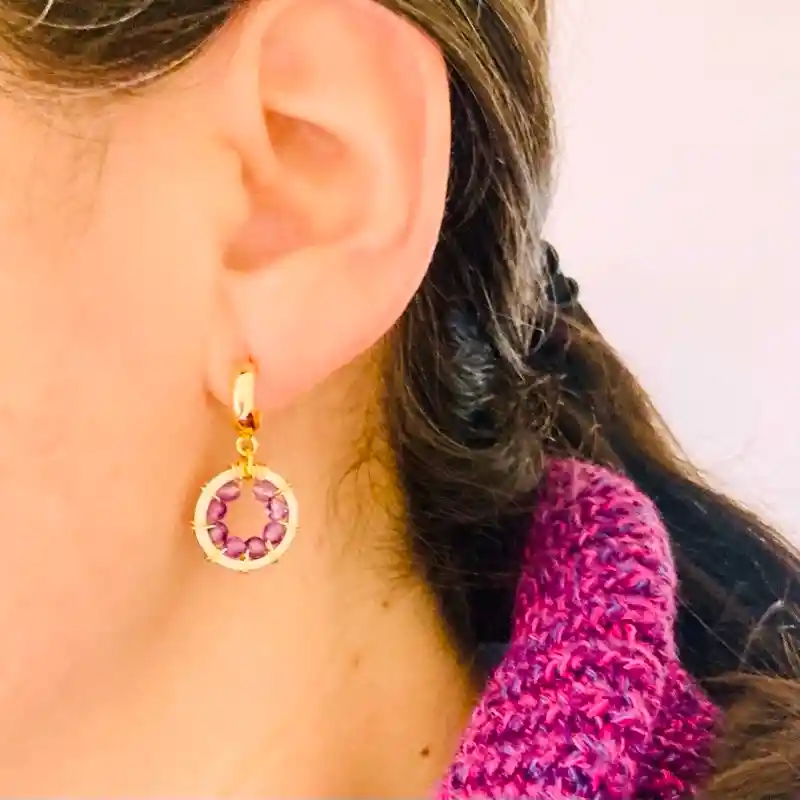 Aros Girasol De Amatista
