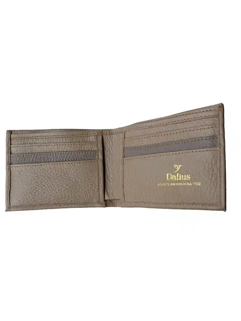 Billetera En Cuero Hombre Café Crema Mix