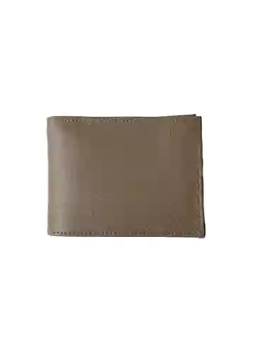 Billetera En Cuero Hombre Café Crema Mix