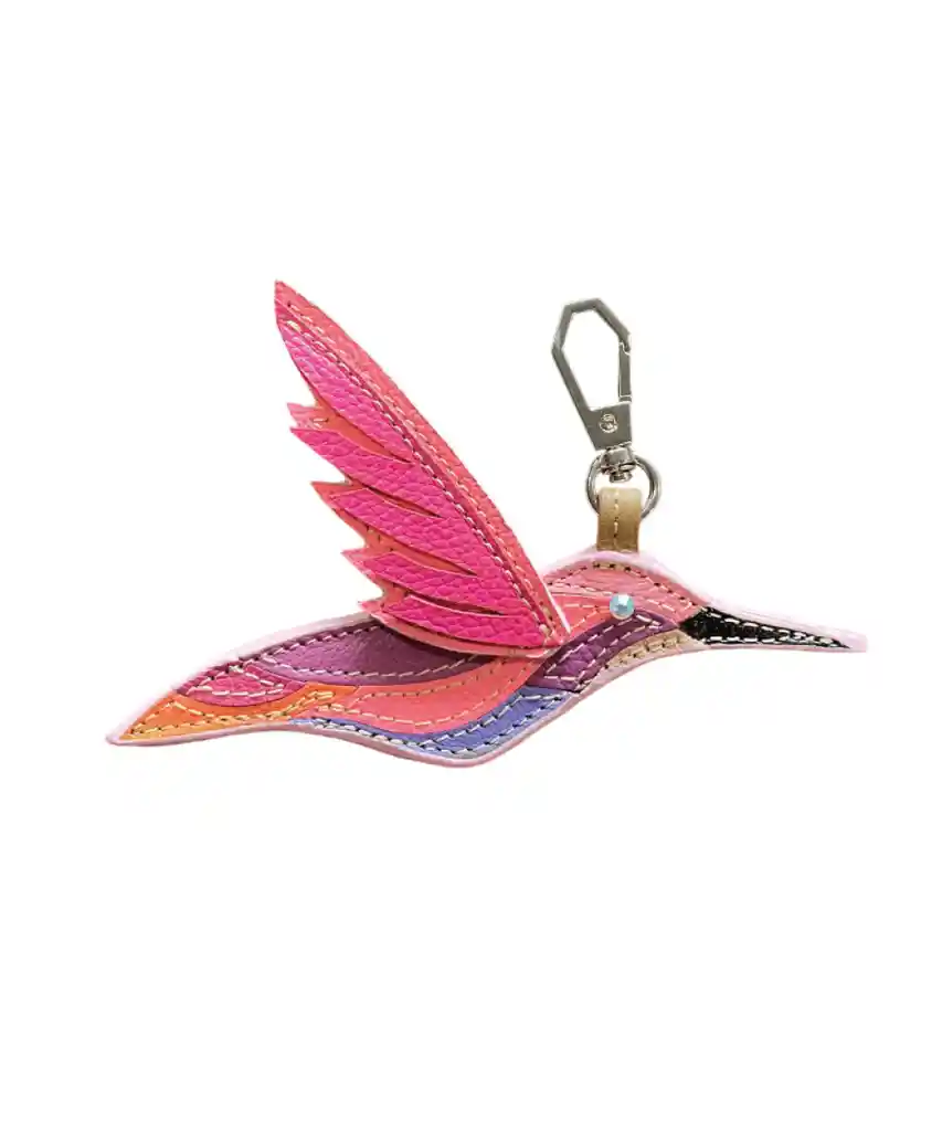 Charm Colibrí, Llavero En Cuero Mix