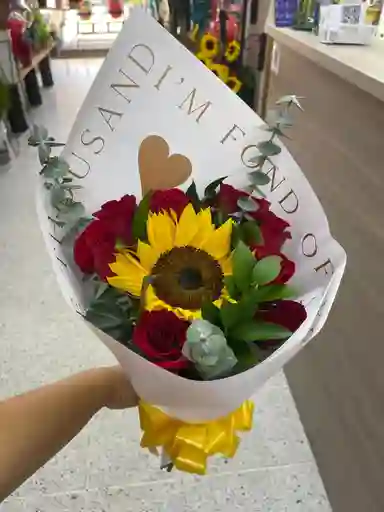 Girasol Con Rosa