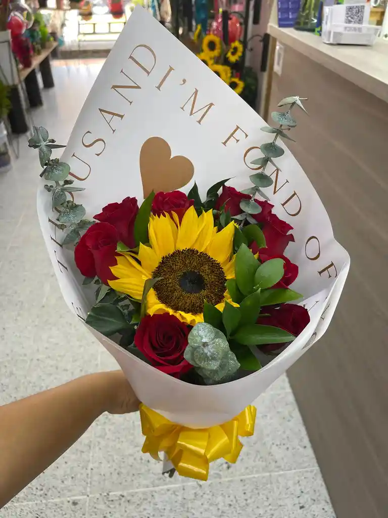 Girasol Con Rosa