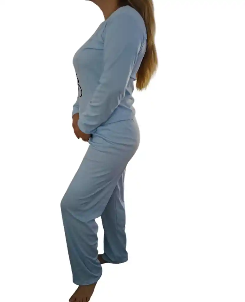 Pijama Dama Algodon Azul