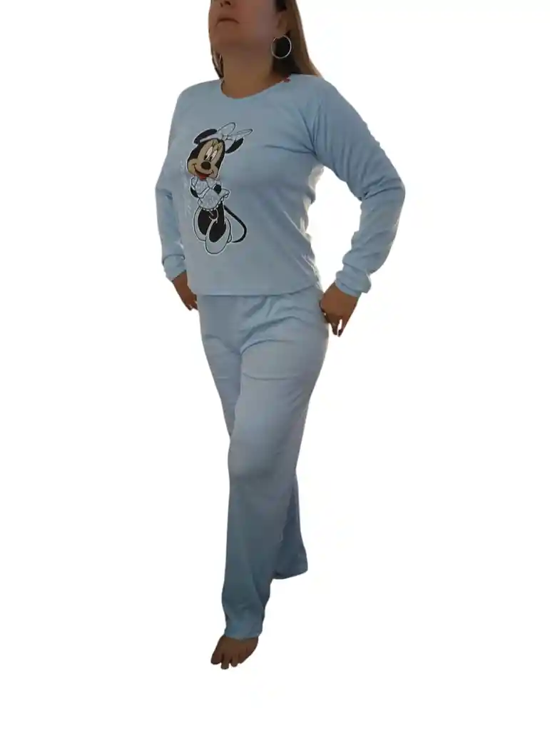 Pijama Dama Algodon Azul