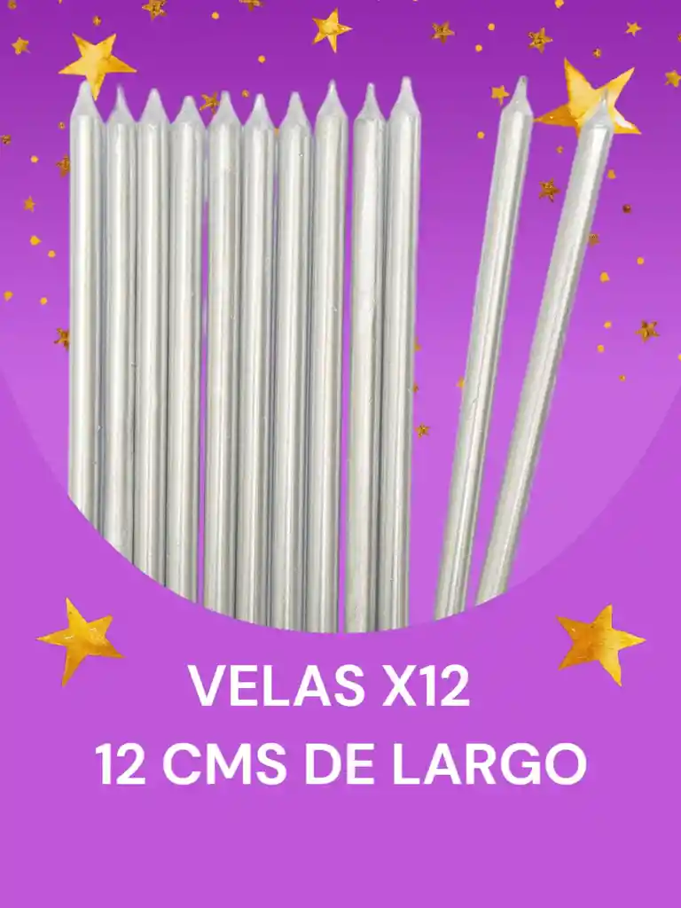 Velas Plateadas Decorativas 12 Cm – Paquete De 12 Con Toque Elegante