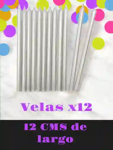 Velas Plateadas Decorativas 12 Cm – Paquete De 12 Con Toque Elegante