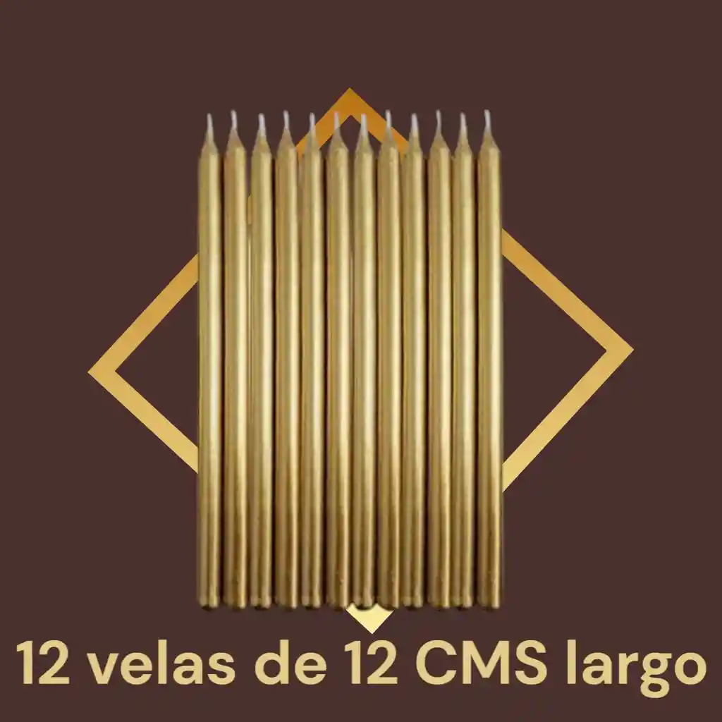 12 Velas Doradas Decorativas – 12 Cm De Elegancia Y Brillo