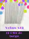 Velas Plateadas Decorativas 12 Cm – Paquete De 12 Con Toque Elegante