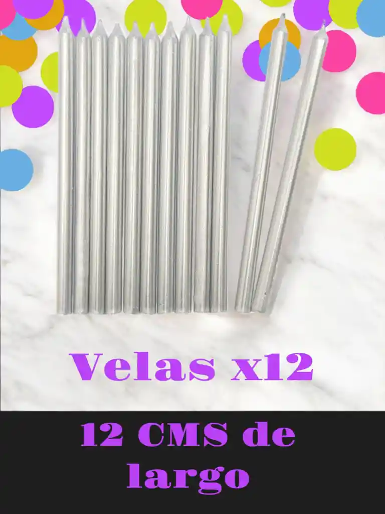 Velas Plateadas Decorativas 12 Cm – Paquete De 12 Con Toque Elegante