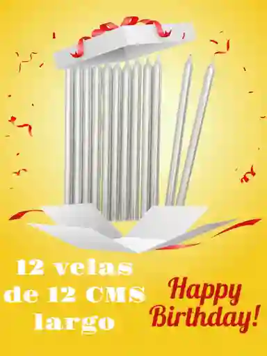 Velas Plateadas Decorativas 12 Cm – Paquete De 12 Con Toque Elegante