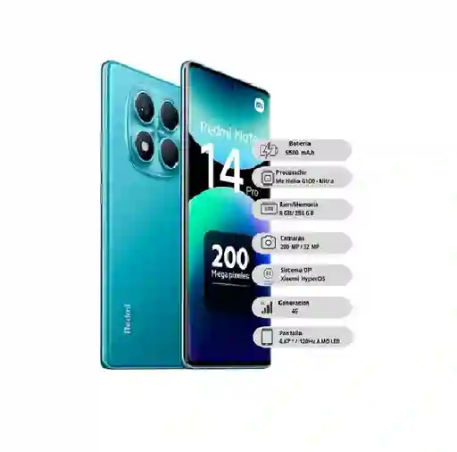 Celular Xiaomi Redmi Note 14 Pro 4g 256 Gb 8 Ram Azul