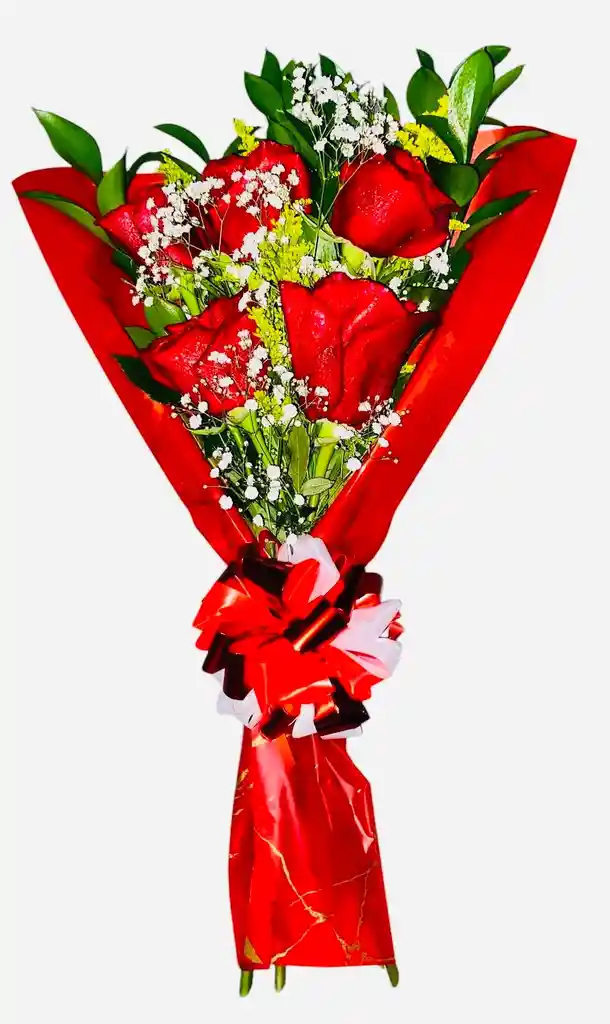 Hermoso Ramo De Rosas Rojas Follaje Para Cualquier Ocasión Para Cumpleaños,para Feliz Día ,