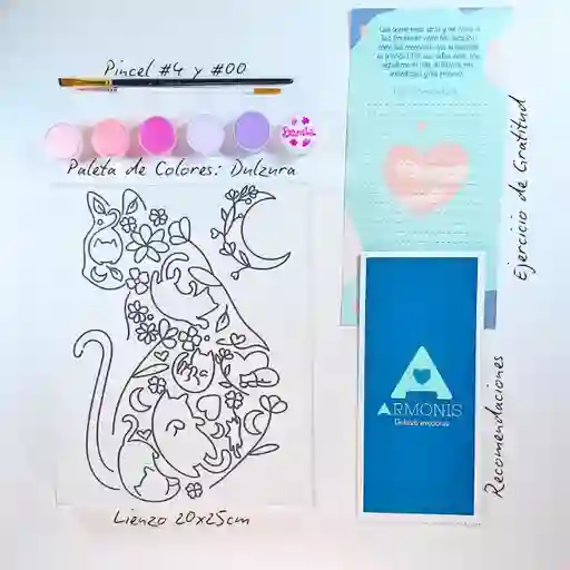 Kit De Arte-terapia: Entre Ronroneos 20x25cm + Dulzura