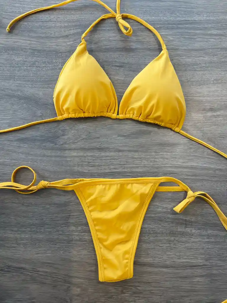 M - Vestido De Baño Brasilero Mostaza