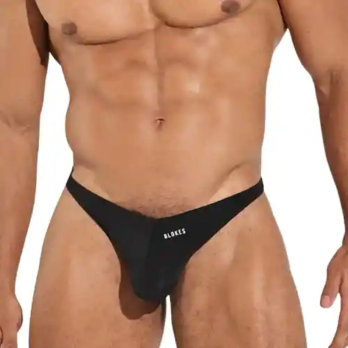 Talla M Classic Thong Tanga Clásica Brasilera Hilo Hombre Microfibra Negra Blokes