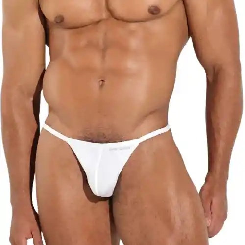 Talla M Middle Thong Tanga Hilo Hombre Blanco Microfibra Blokes