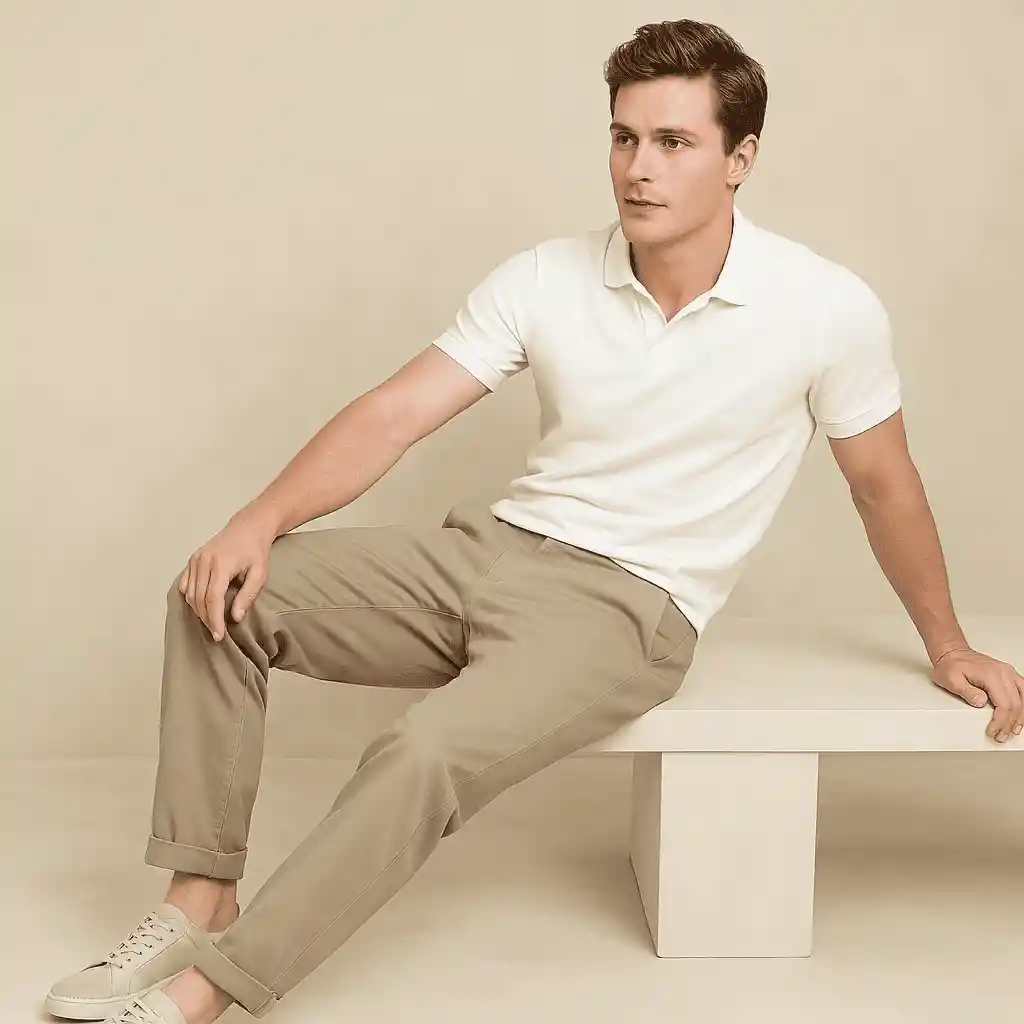 Pantalón En Dril Beige Para Hombre