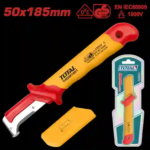 Cuchillo Pela Cable 185mm Aislado Recto Industrial Super Total (thidck1851)