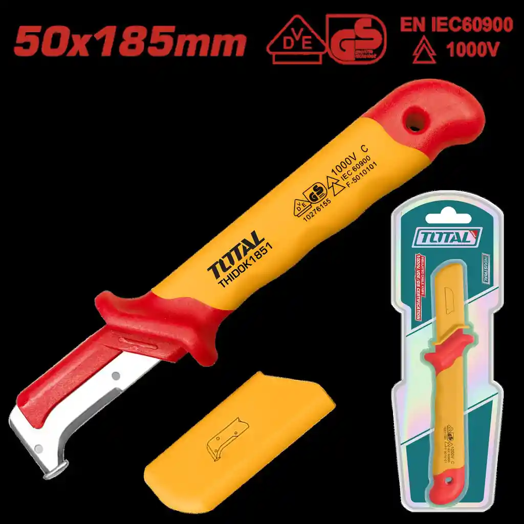 Cuchillo Pela Cable 185mm Aislado Recto Industrial Super Total (thidck1851)