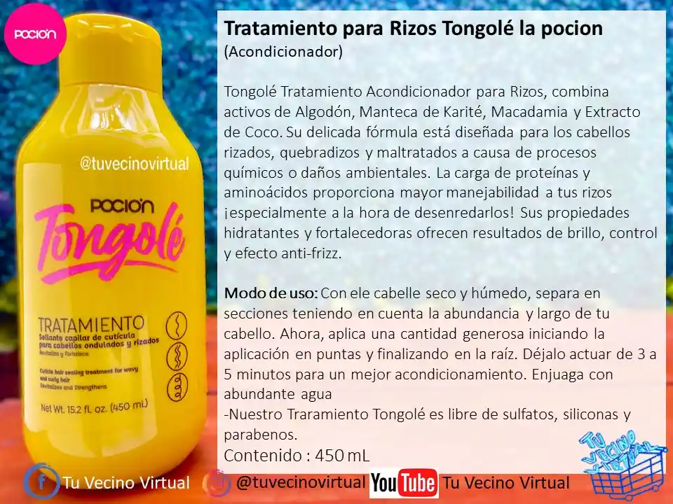 Shampoo, Tratamiento Acondicionador Y Gel Definidor De Rizos Pocion