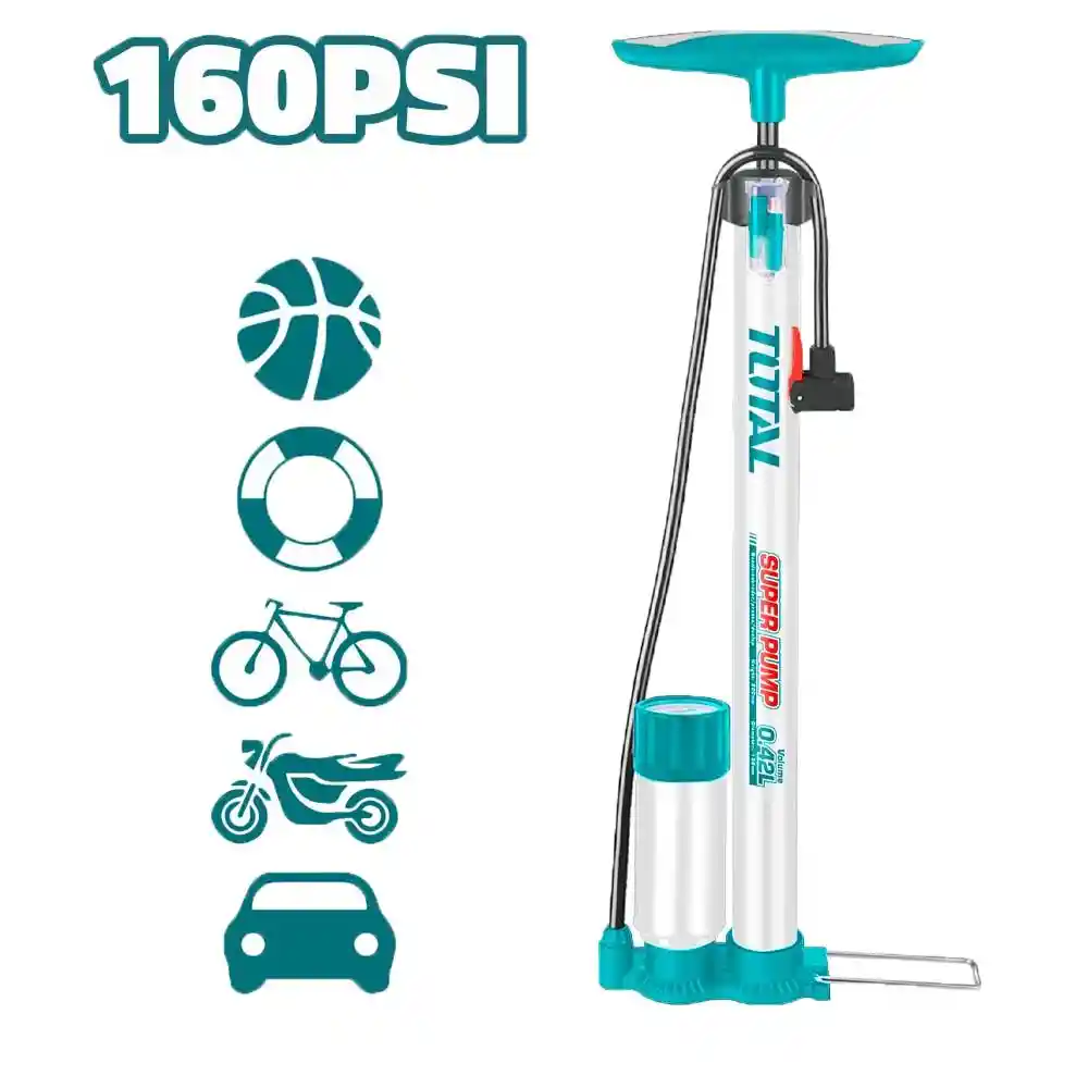 Inflador De Pie 140psi Con Soporte Total (tmpp3811)