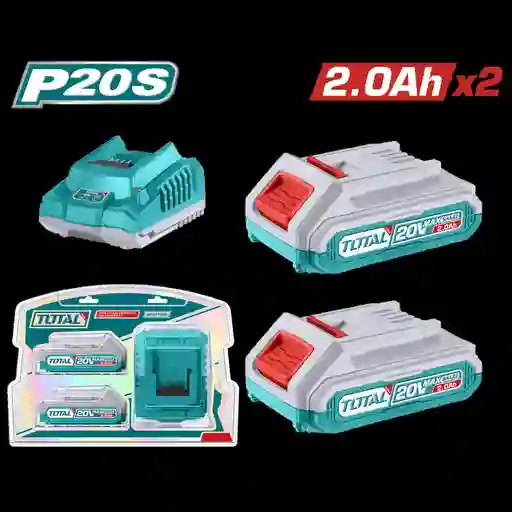 Kit De 2 Baterias 2,0ah + Cargador De 20v Industrial Total (utfbcpk1222)