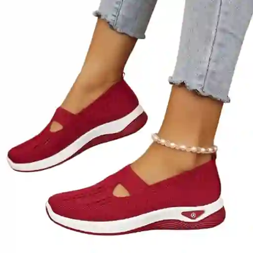 Zapatillas Ligeras Para Mujer Color Rojo Talla 36