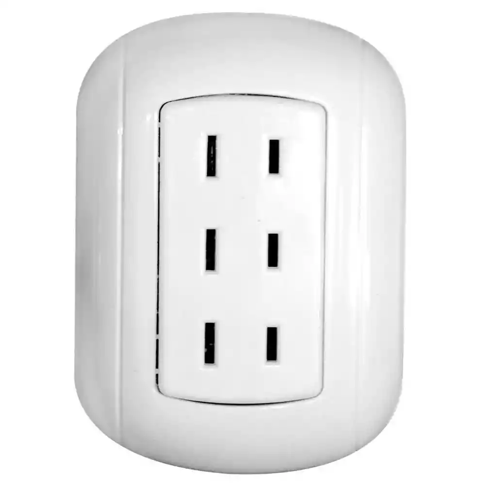 Linea Bk Sobreponer Blanco Toma Triple S/polo Tierra (ht20554a)