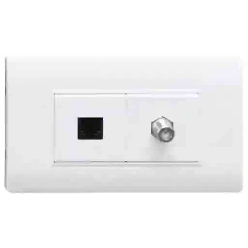 Linea Bk Plus Blanca Incrustar Toma Telefono + Tv