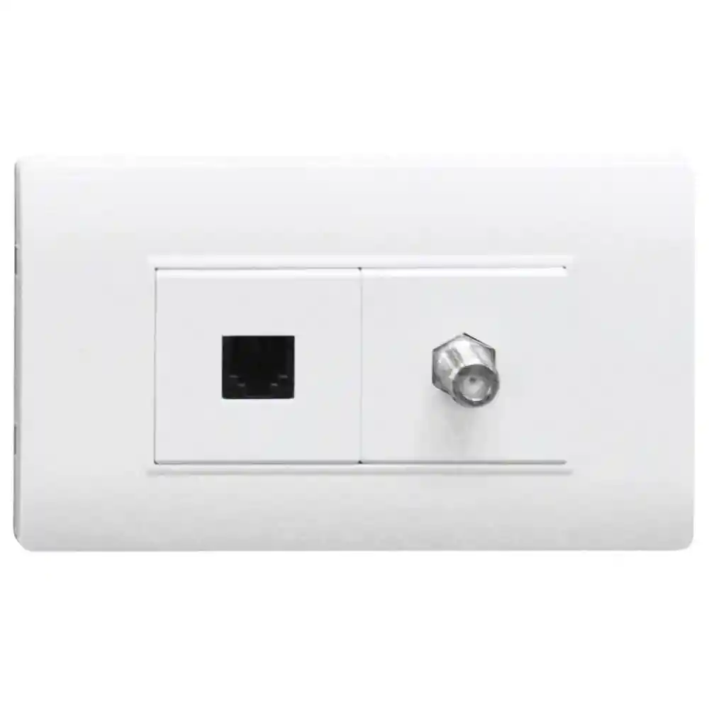 Linea Bk Plus Blanca Incrustar Toma Telefono + Tv