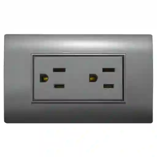 Linea Bk Plus Gris Incrustar Toma Doble
