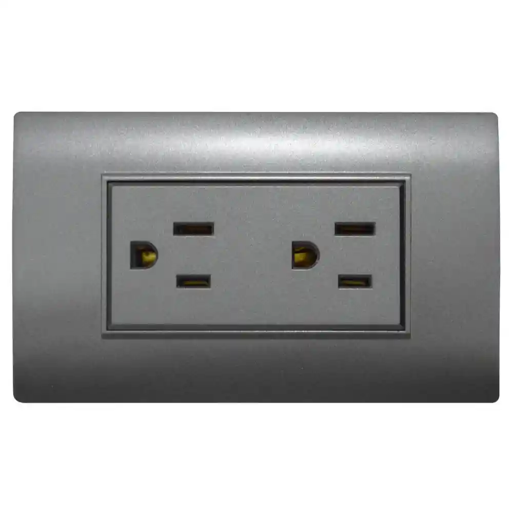 Linea Bk Plus Gris Incrustar Toma Doble