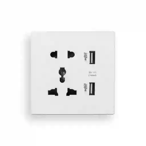 Toma Corrientes Universal Blanco Usb Pared Ca/cc Enchufe
