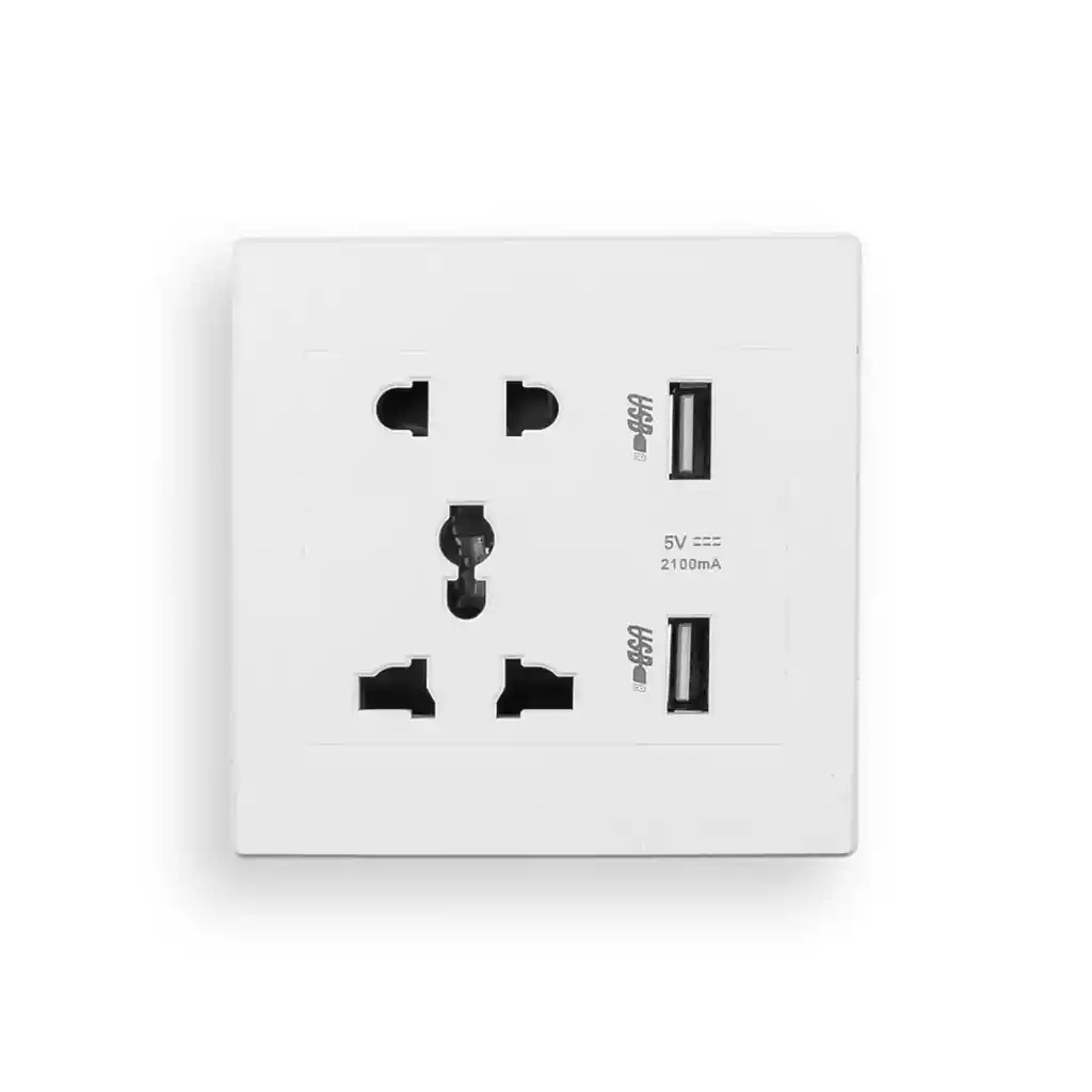Toma Corrientes Universal Blanco Usb Pared Ca/cc Enchufe
