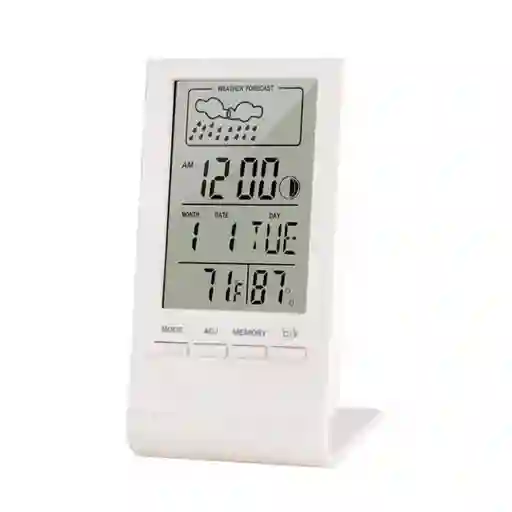 Higrometro Digital Escritorio Termometro Reloj Humedad Blanc