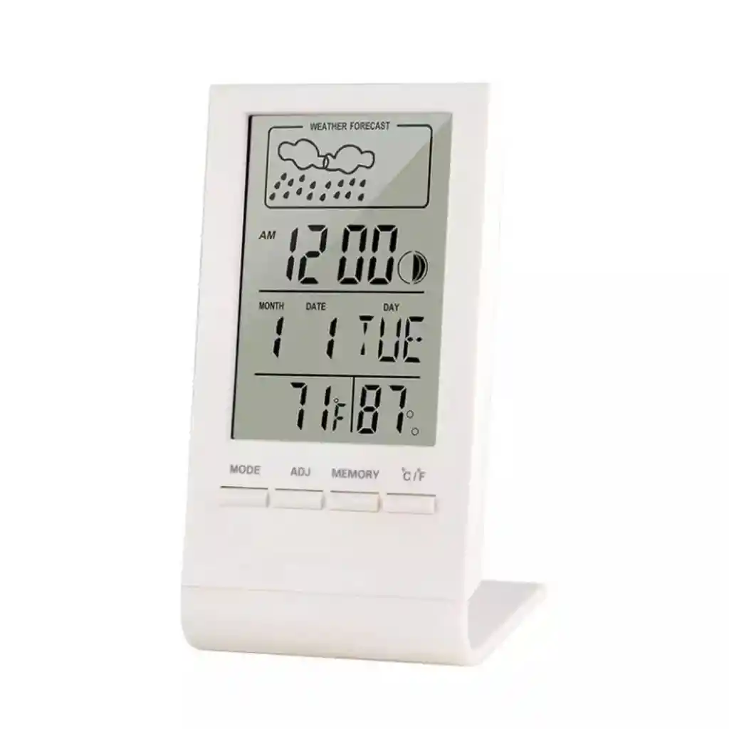 Higrometro Digital Escritorio Termometro Reloj Humedad Blanc
