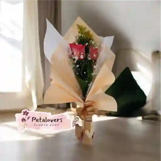 Flores Bouquet De 3 Rosas Salmón